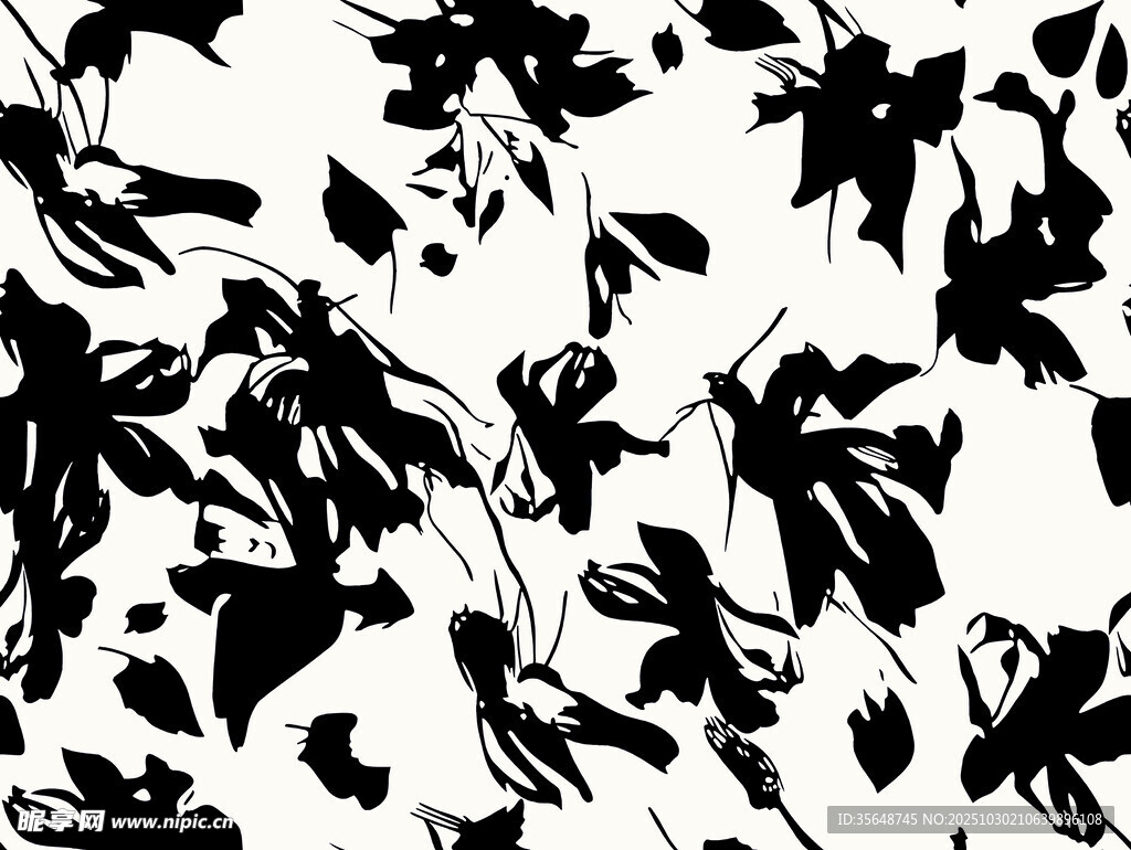 黑白花卉圖案紋理背景