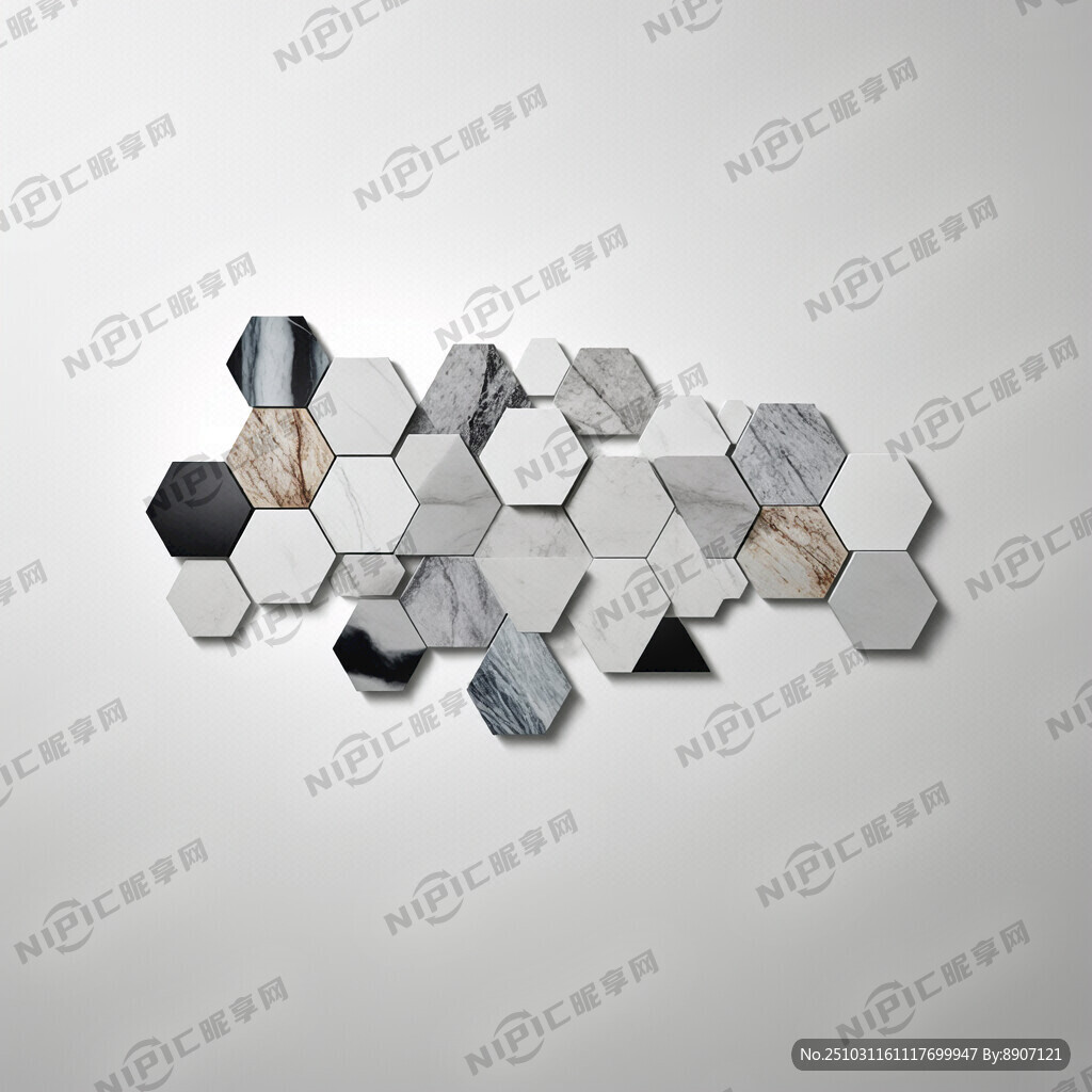 不規(guī)則幾何圖形墻面 六邊形