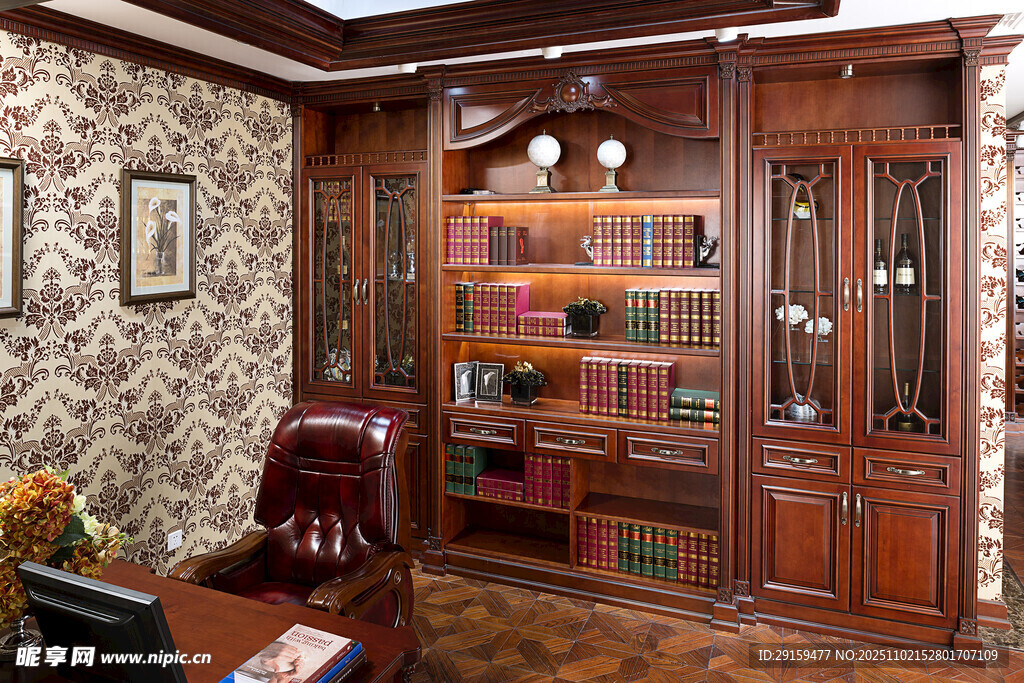 復(fù)古風(fēng)格書房室內(nèi)場(chǎng)景