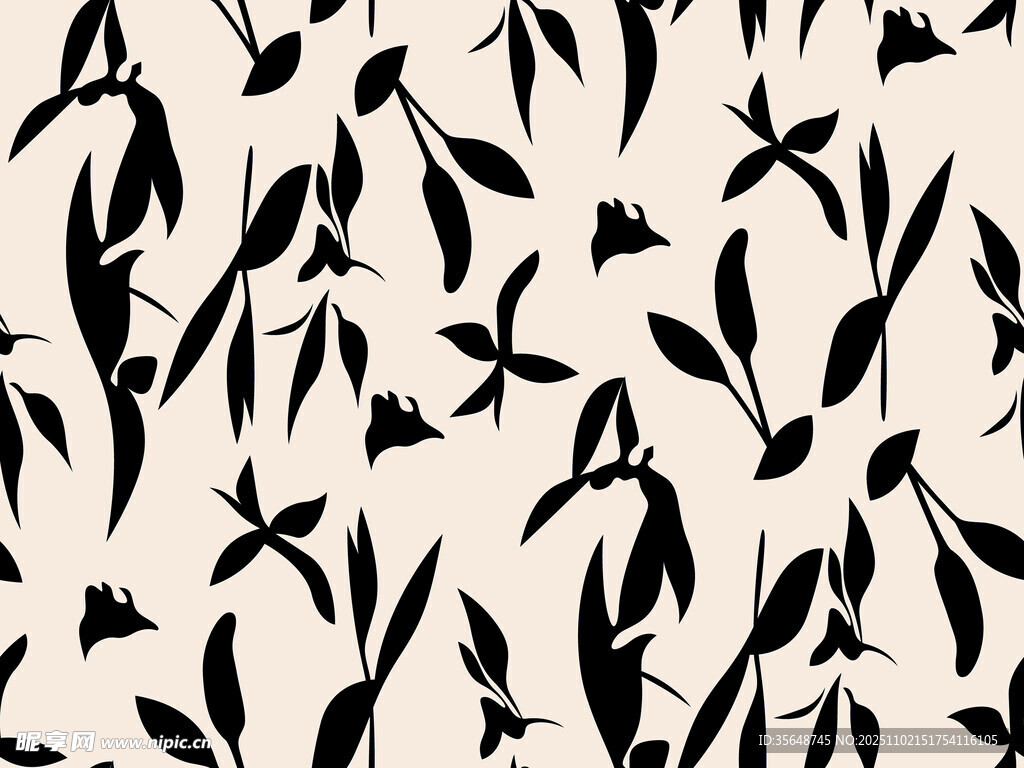 黑白葉形抽象圖案紋理