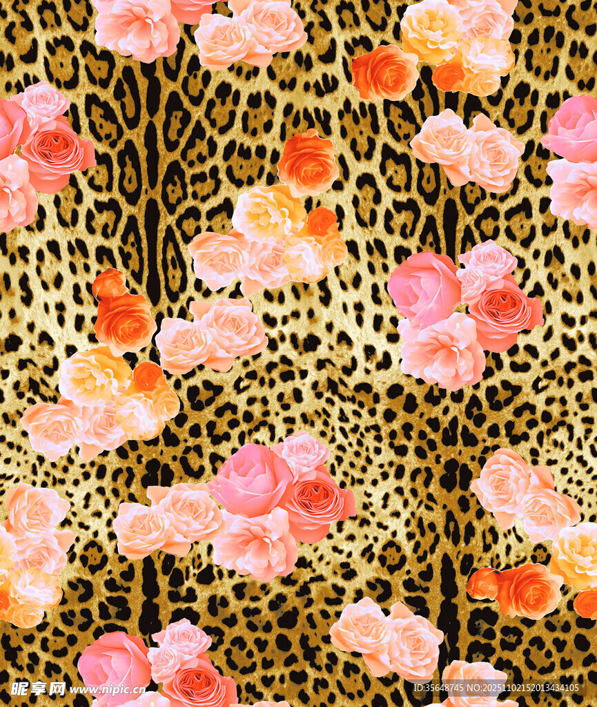 豹紋花卉圖案背景