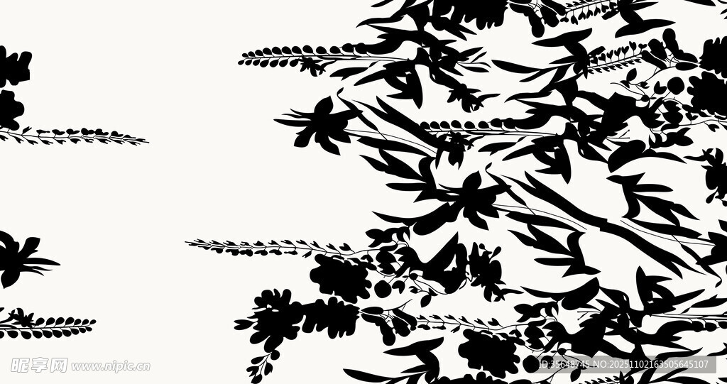 黑白植物剪影圖案
