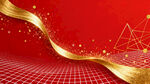 紅色背景金色飄帶科技圖