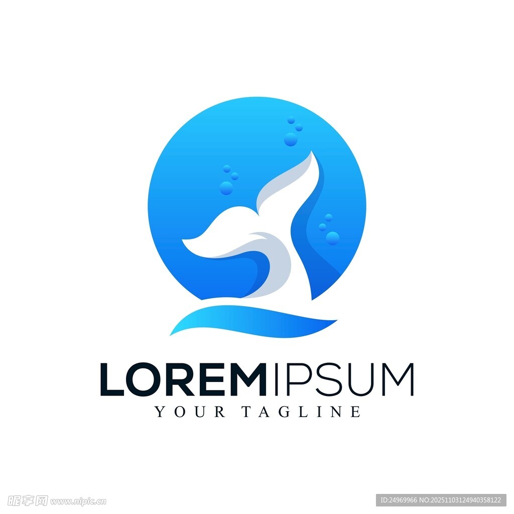 藍(lán)色鯨魚簡約標(biāo)志設(shè)計(jì)