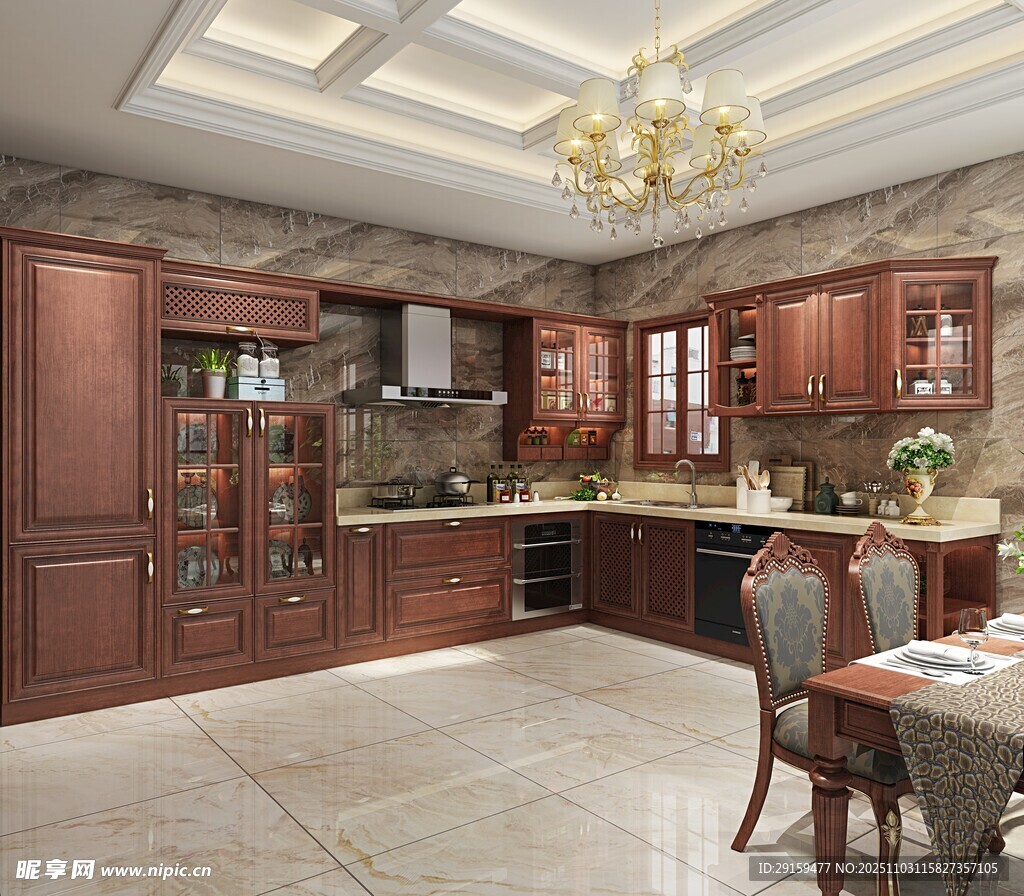 豪華實(shí)木廚房與用餐區(qū)