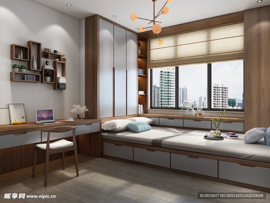 現(xiàn)代簡約風溫馨書房一角