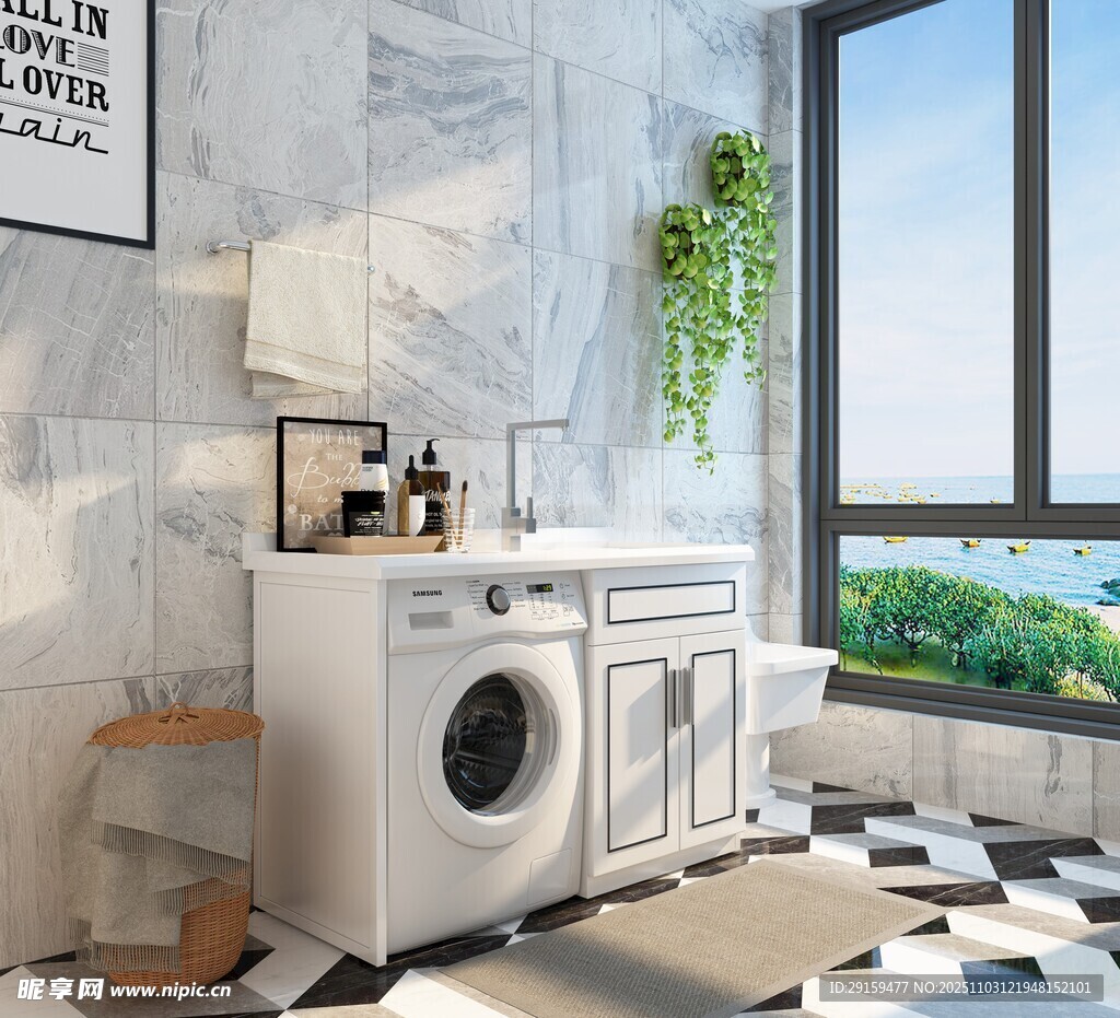 現(xiàn)代簡(jiǎn)約風(fēng)陽(yáng)臺(tái)洗衣區(qū)