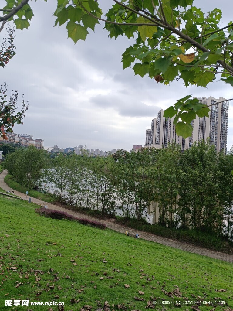 城市河畔綠意景觀