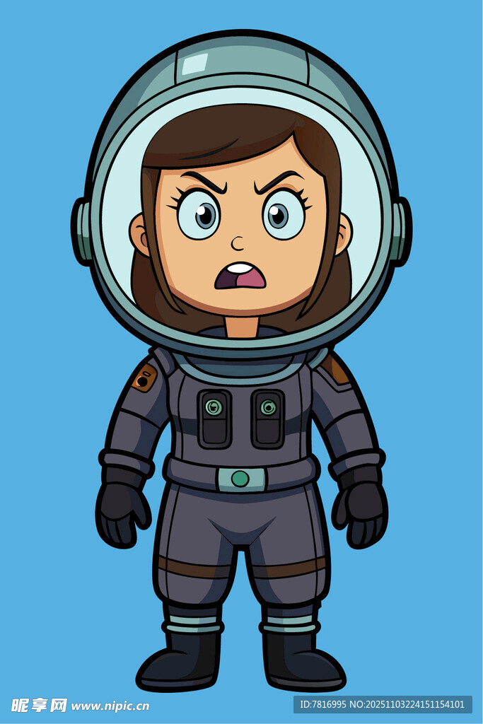 驚訝的卡通女宇航員