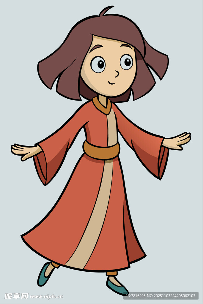 穿紅衣的可愛卡通女孩