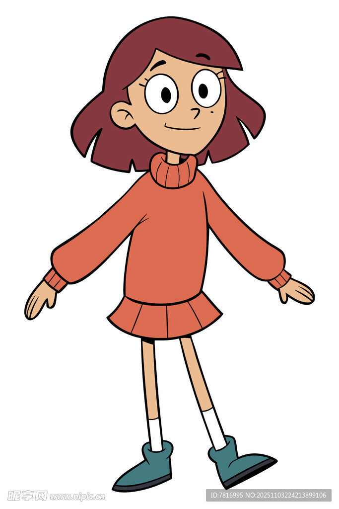 紅衣女孩張開雙臂站立