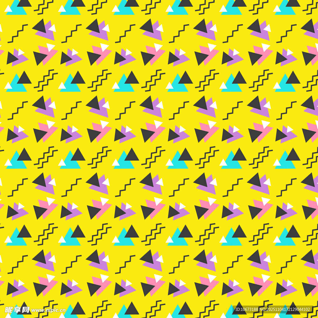 黃色背景多彩三角圖案