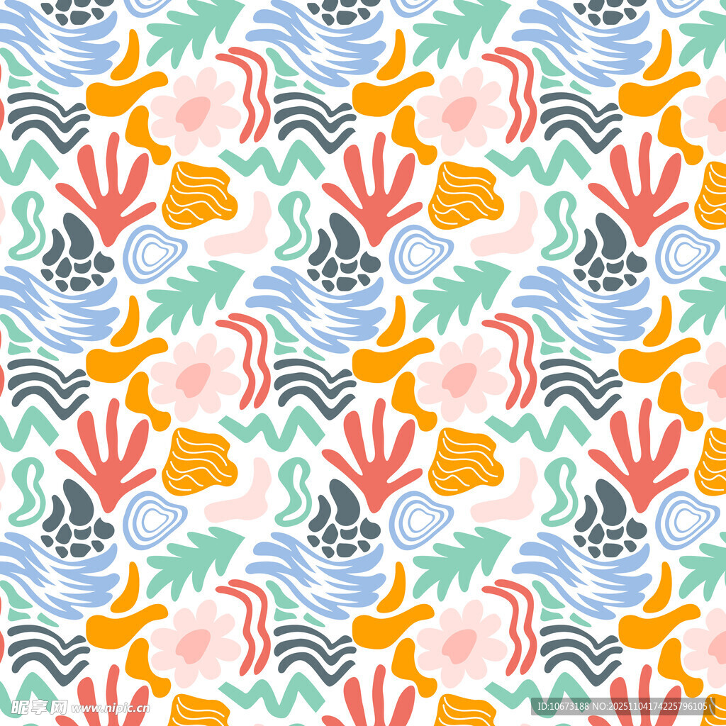 海洋風多彩手繪圖案