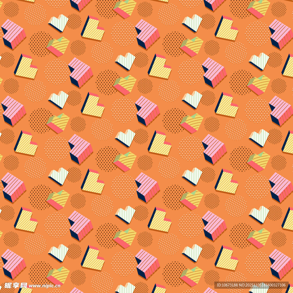 橙色背景多彩書本圖案