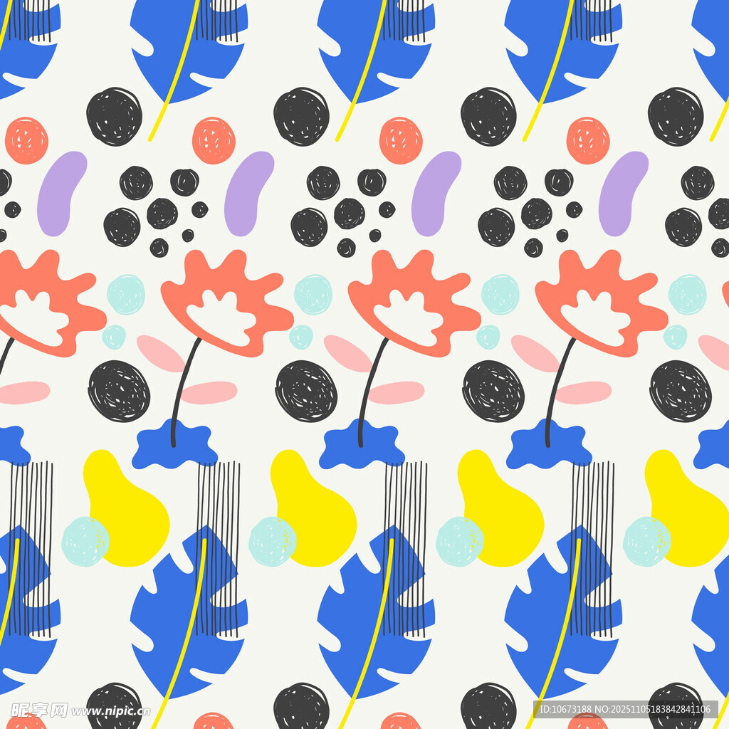 多彩植物幾何圖案背景