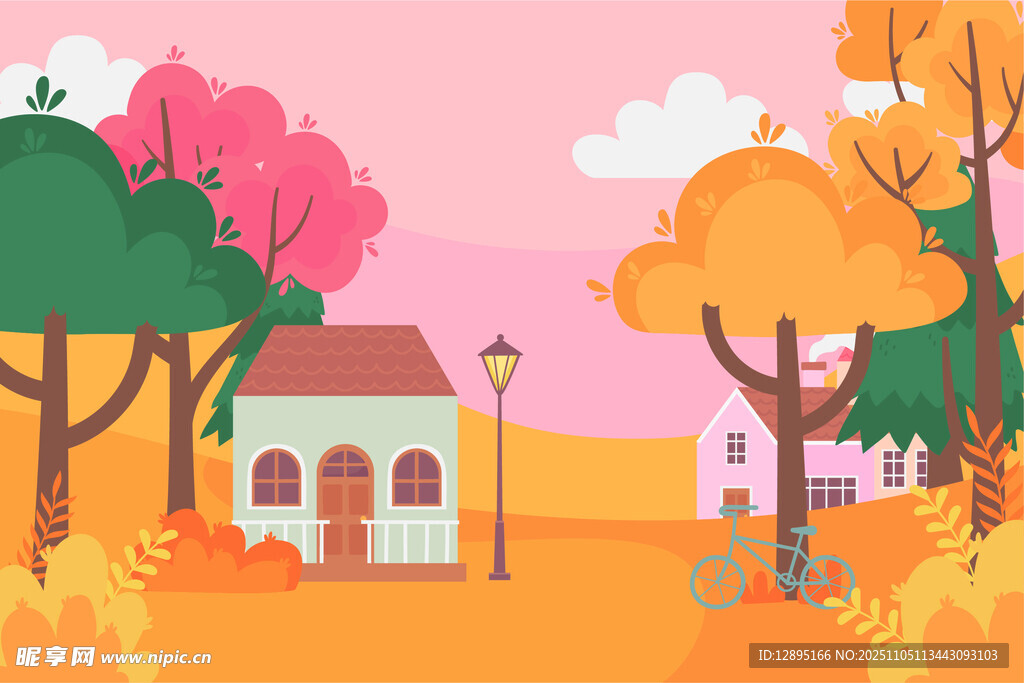 秋日溫馨鄉(xiāng)村風景圖