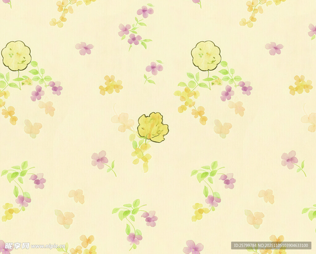 清新花卉檸檬圖案背景