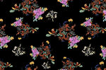 花卉圖案黑色背景布料