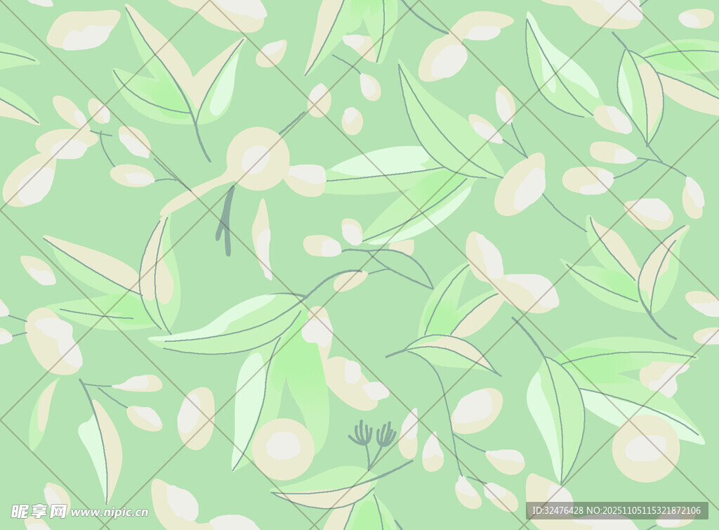 清新綠葉花卉圖案背景