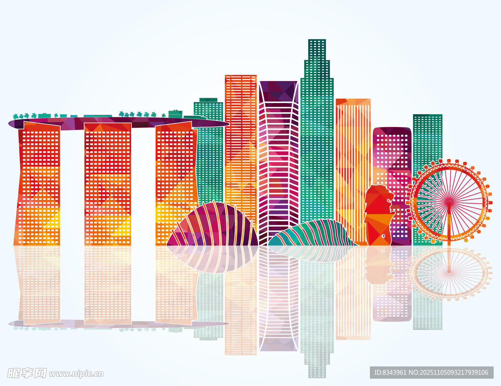 多彩城市天際線建筑景觀