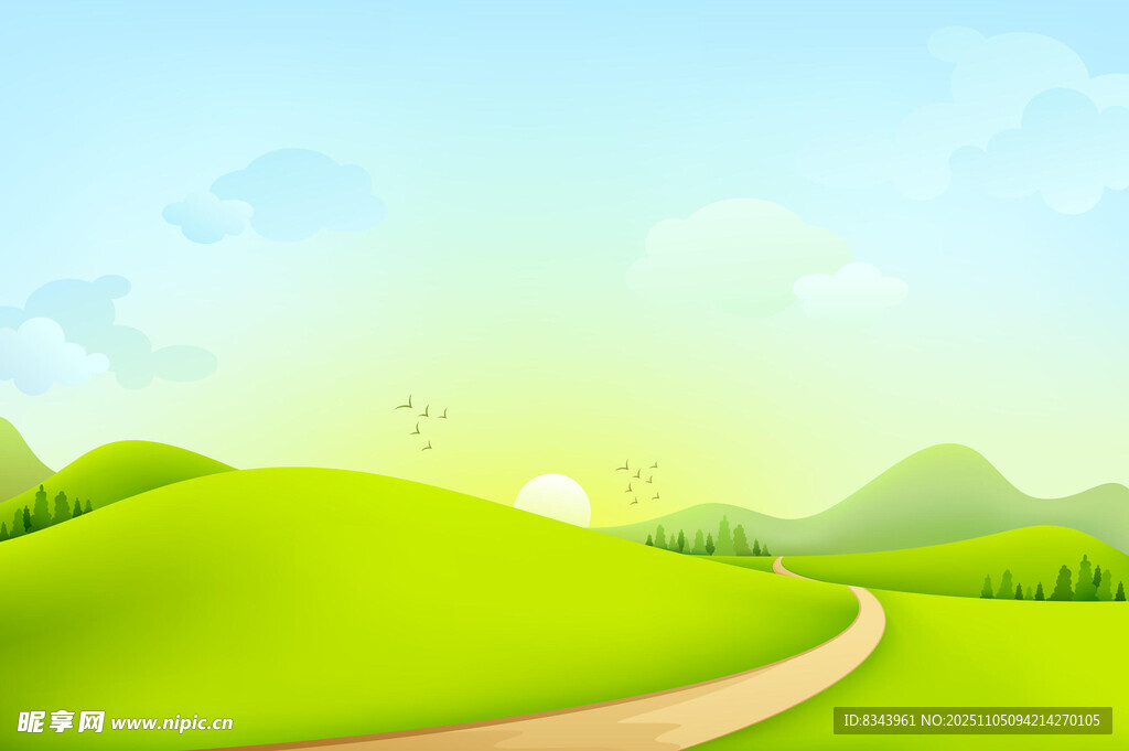 綠色原野中的蜿蜒小路