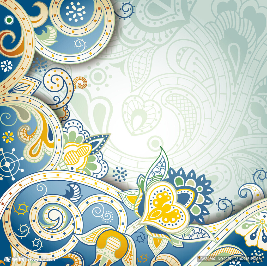 藍(lán)黃花卉裝飾圖案背景