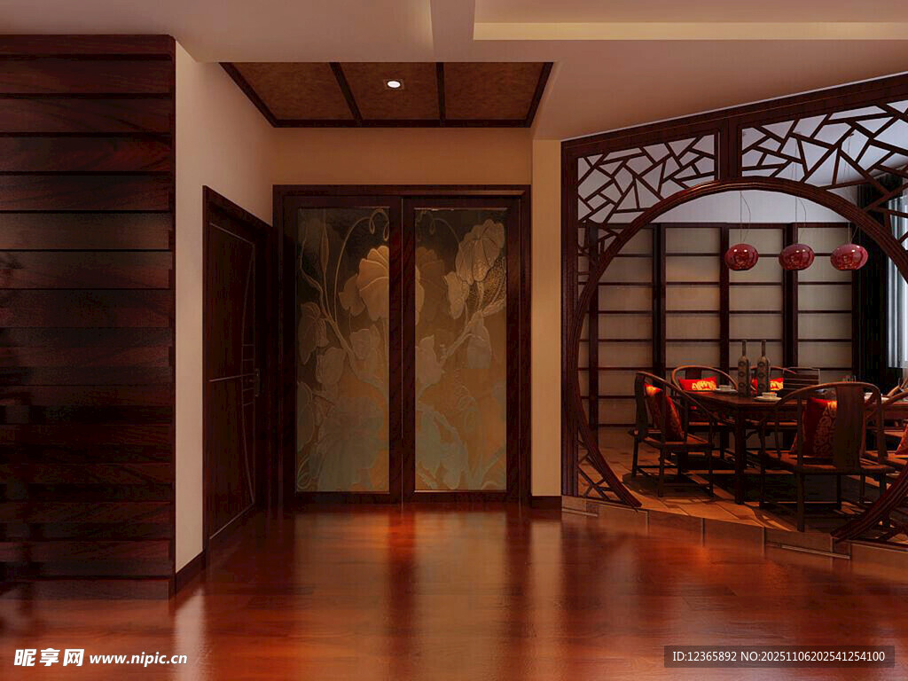 中式典雅客廳室內(nèi)場景