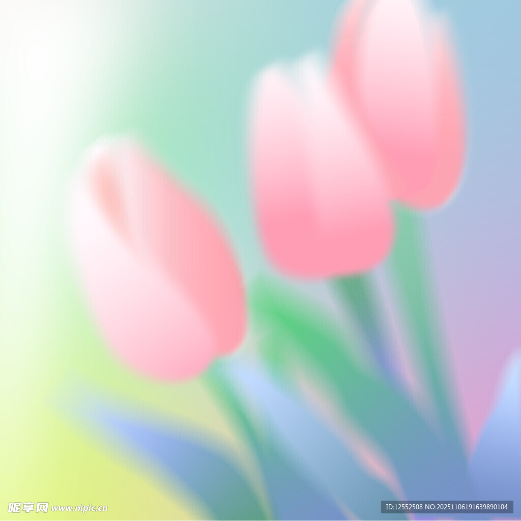 粉色郁金香花卉插畫