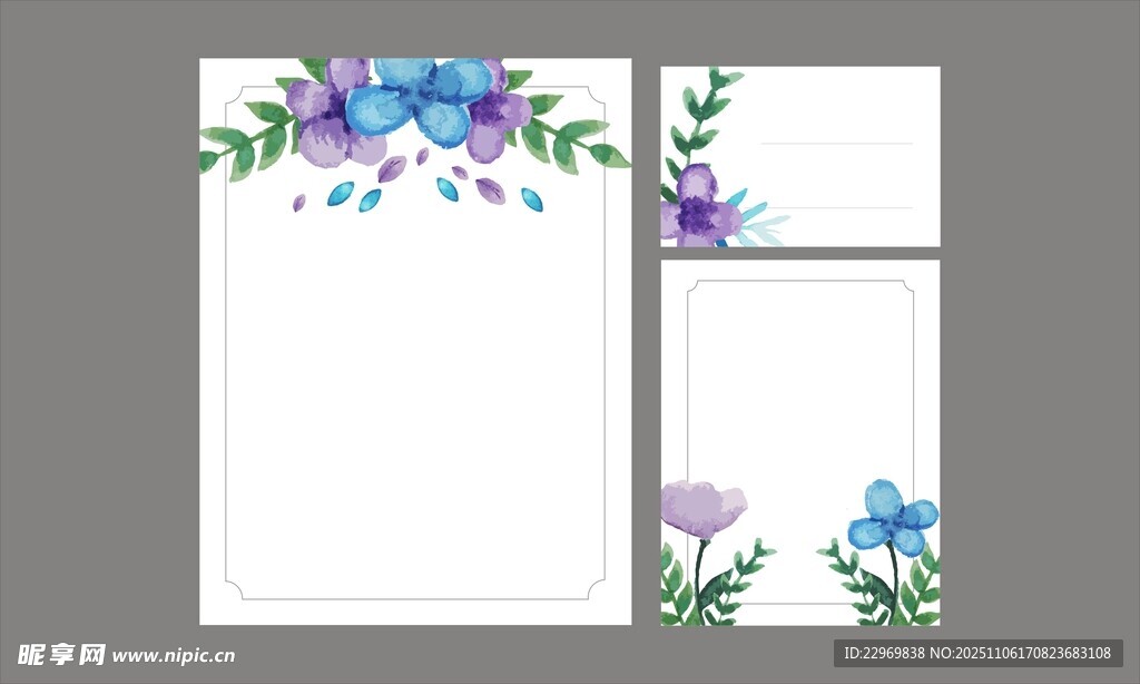 藍色花卉卡片請柬邀請函背景