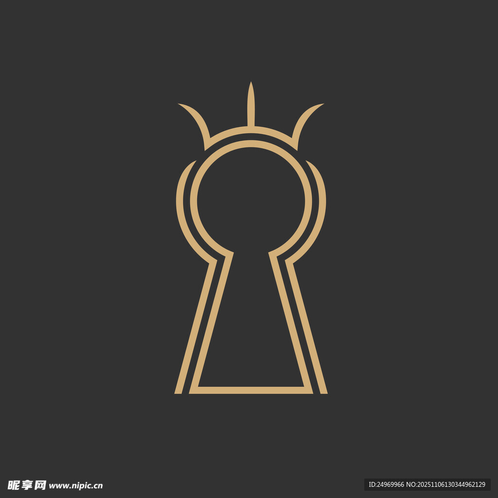 簡(jiǎn)約鑰匙孔線條圖標(biāo)設(shè)計(jì)