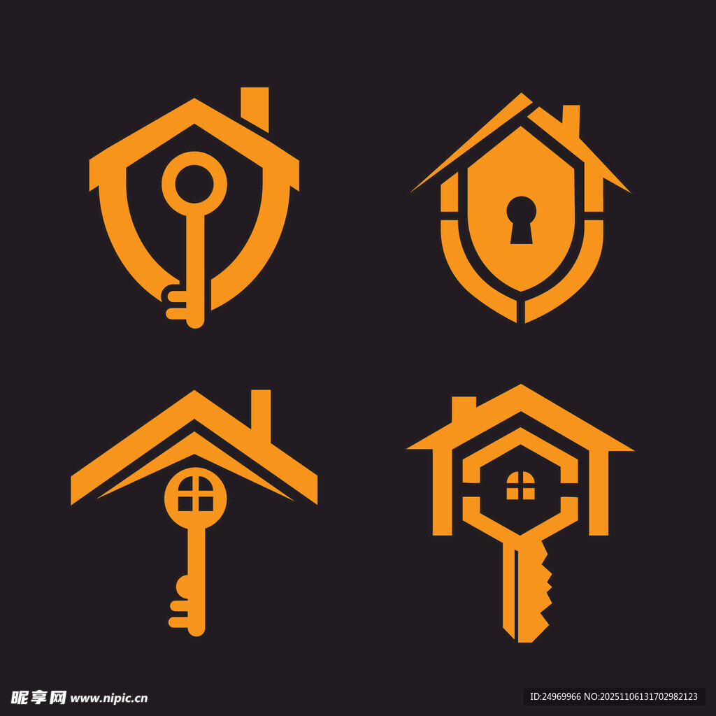 房屋鑰匙圖標(biāo)設(shè)計元素