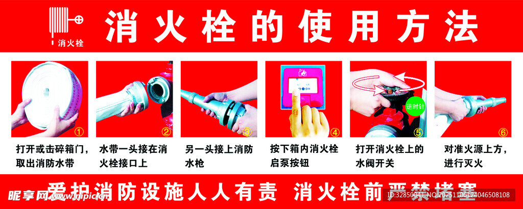 消火栓使用方法宣傳海報