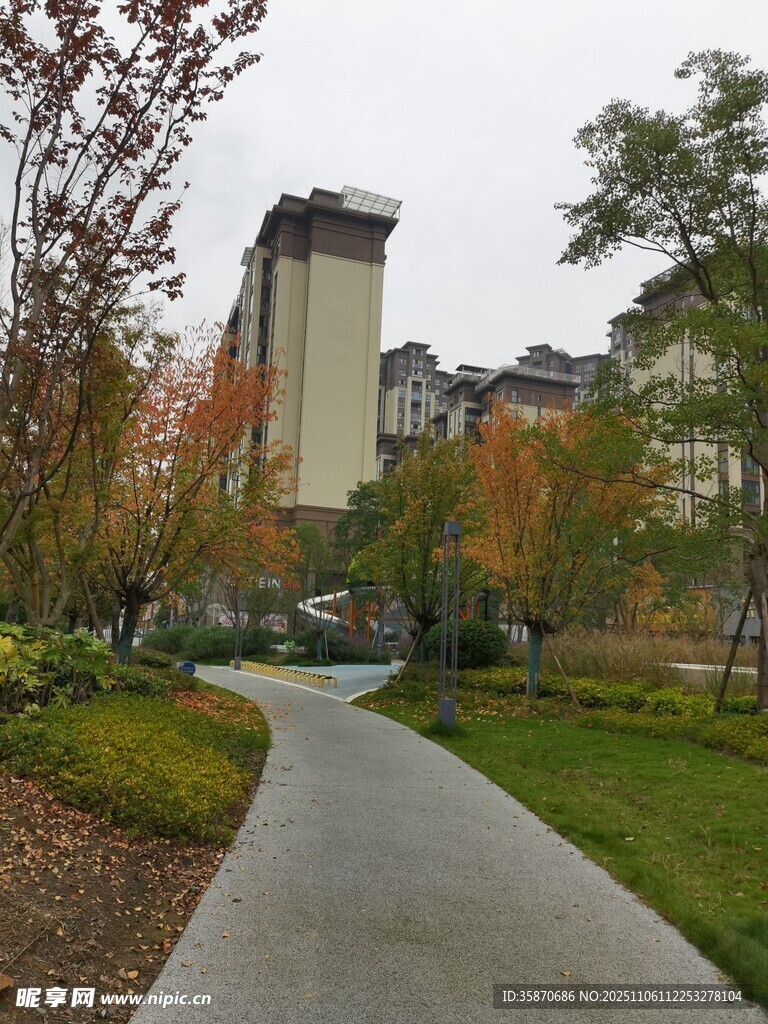 秋日小區(qū)內(nèi)的幽靜小路