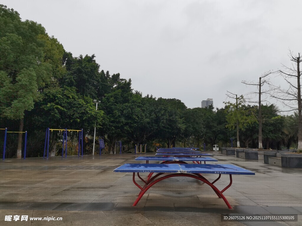 戶外空曠處的乒乓球桌