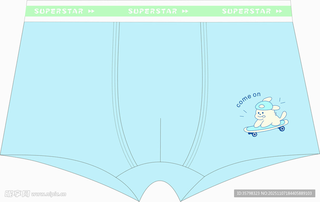 淺藍色卡通圖案男士內褲兒童男童