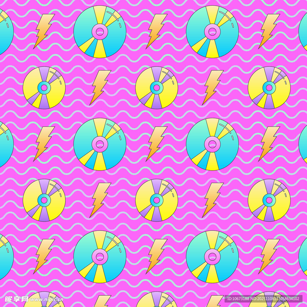 夏日海灘元素?zé)o縫圖案