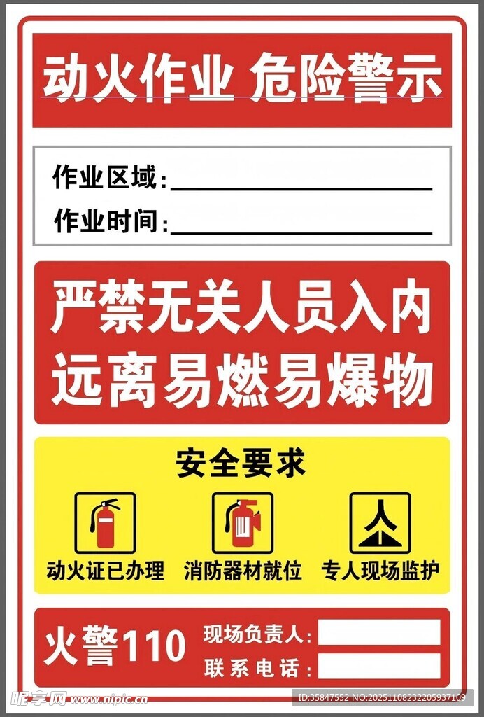 動火作業(yè)指示牌
