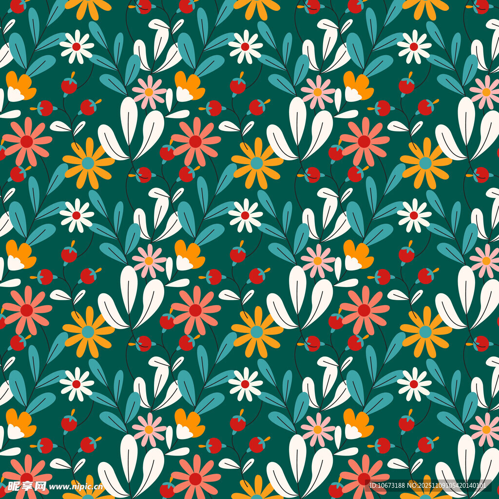 花卉綠葉圖案背景紋理