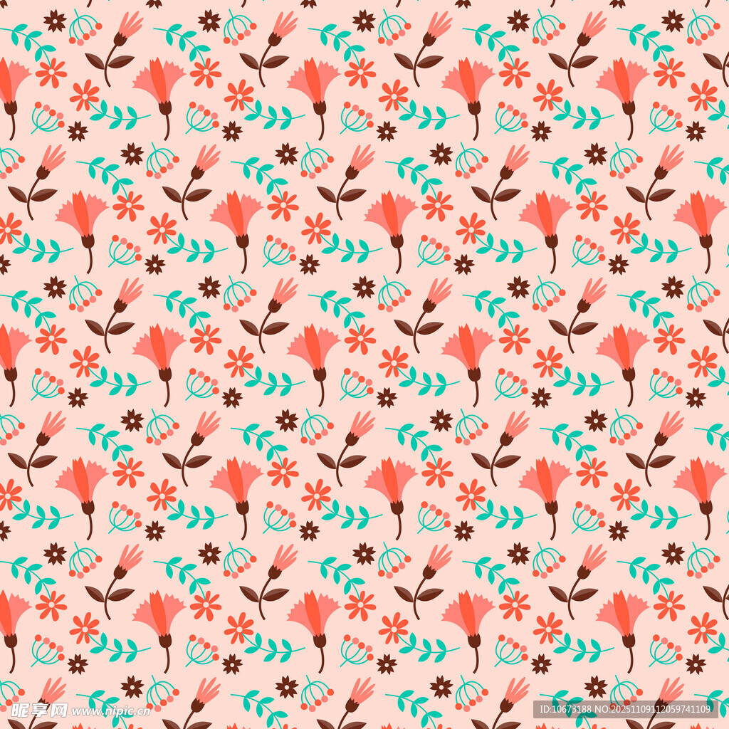 多彩花卉圖案背景紋理