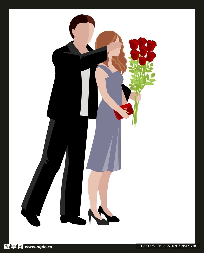 男子向女子浪漫獻(xiàn)花