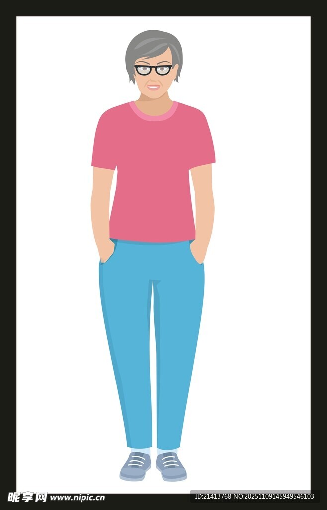 穿粉衣藍(lán)褲的站立人物