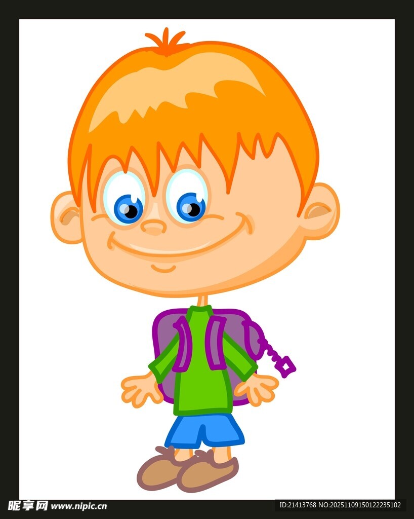 背著書包的可愛小男孩