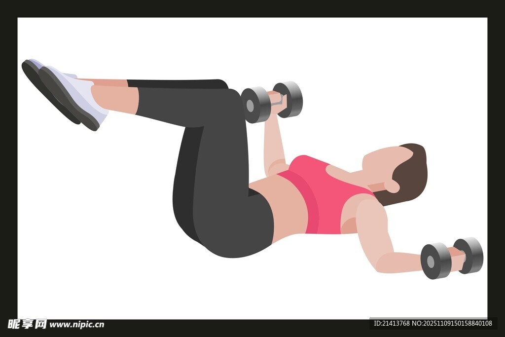 女子仰臥舉啞鈴健身