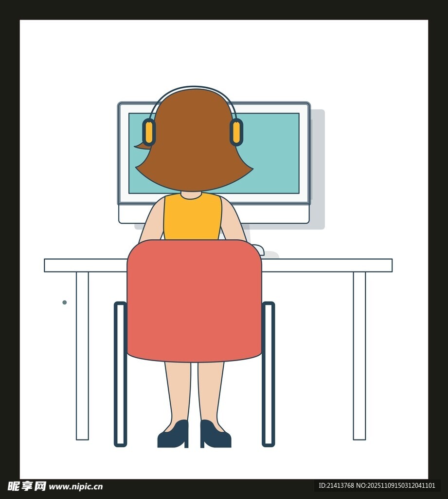 女性專注電腦前工作場景