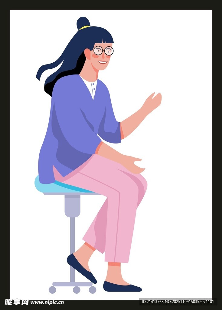 坐著的女士做手勢示意