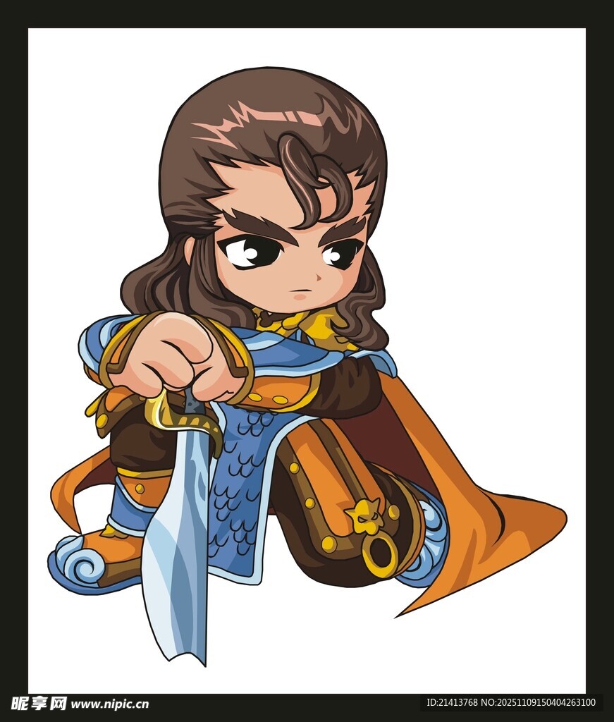 卡通風(fēng)格的古裝持劍人物