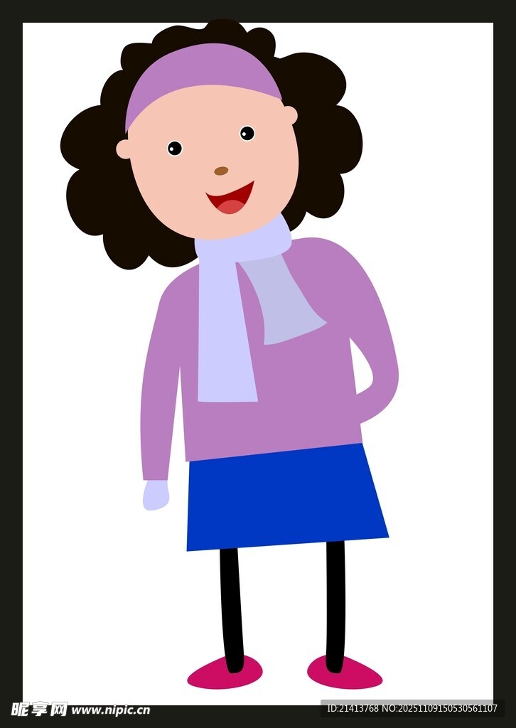 穿冬裝的可愛卡通女孩