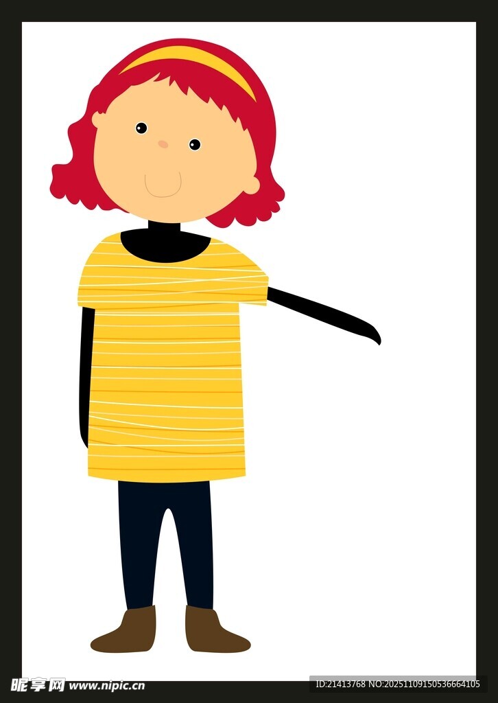 穿黃衣的紅發(fā)卡通小女孩