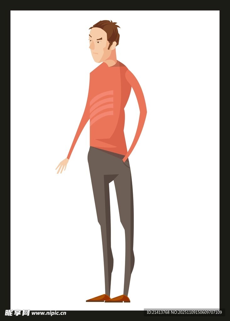 站立的紅衣男士插畫