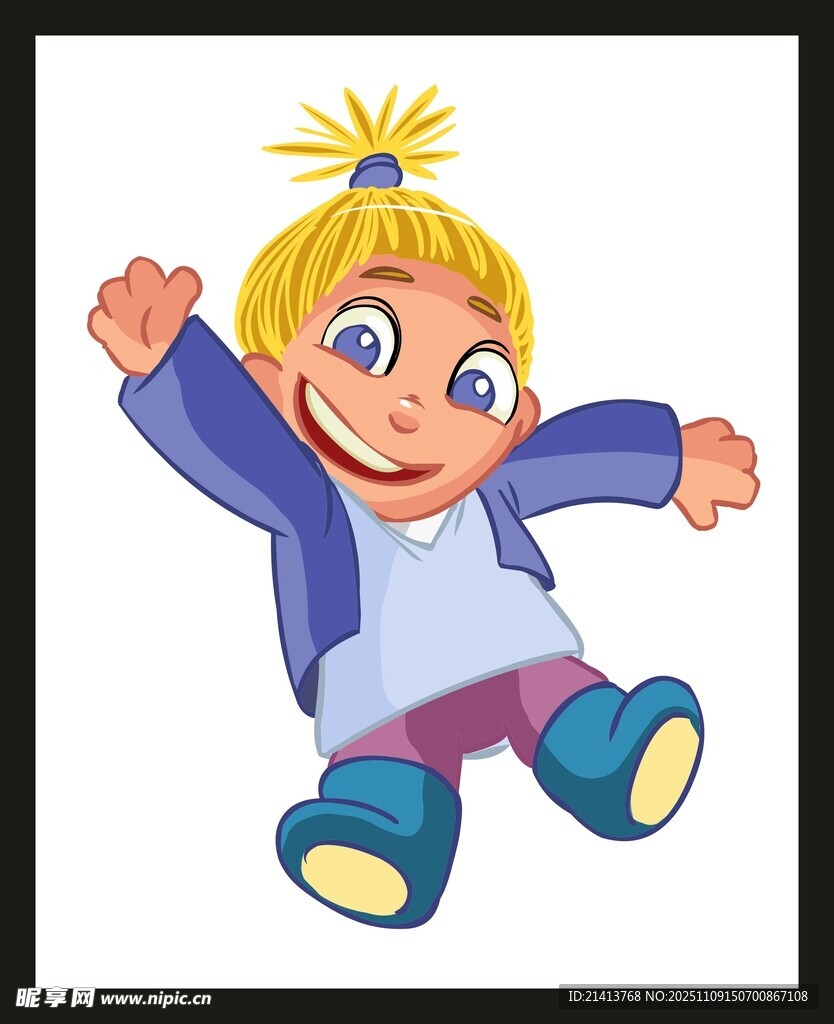 跳躍的金發(fā)小孩